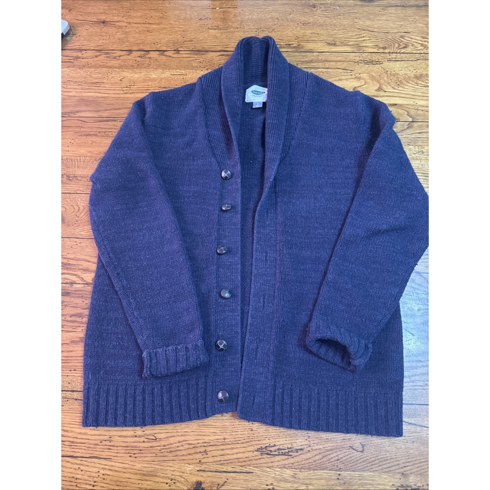 Old Navy Cardigan Sweater Mens Large Navy Button Front Knit Grandpa